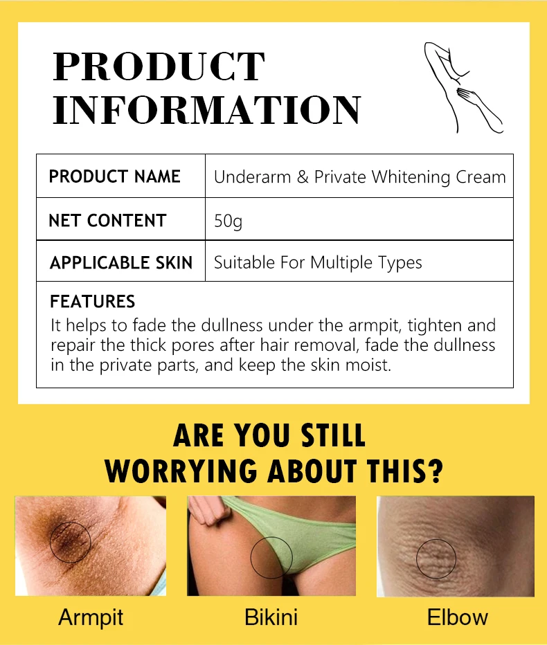 Aichun Underarm Whitening Cream Original Banana Whiten Removing Dark Spot Black Out Private Underarm Whitening Cream for Women