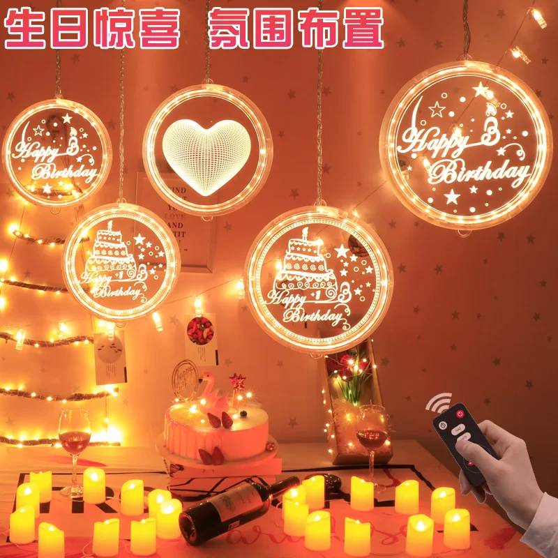 Lanterne Led En 3d Pour Decoration De Vacances Disque Joyeux Anniversaire Avec Lumiere Batterie En Acrylique Livraison Directe Nouveaute Buy Product On Alibaba Com