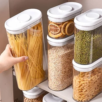 hot sell PET Kitchen Grain and Coarse Grains Sealed airtight Jar Food Tea Seasoning Storage Jar Dry Goods Storage Box container