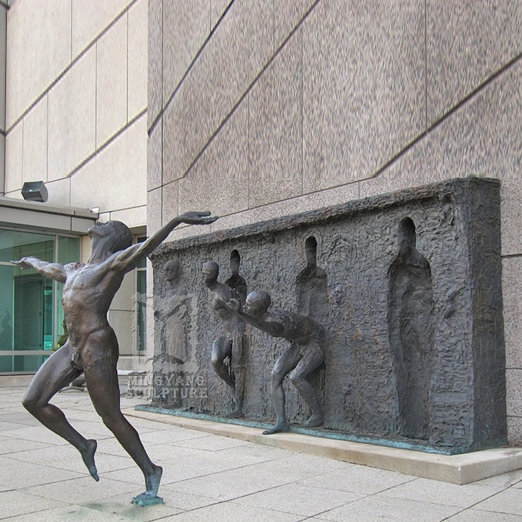 Building Wall Artwork Bronze Human Freedom Sculpture Group Of Naked Man  Running From Wall Copper Brass Statue - Buy Modern Art Bronze Sculpture Of Freedom  Nude Man Male Running Out From Wall