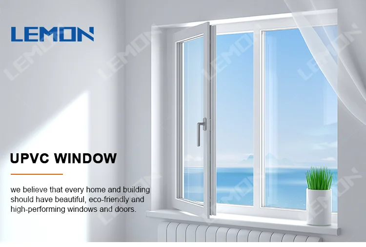 Foshan Factory Pvc Upvc Vinyl Profile Windows With Double Tempered