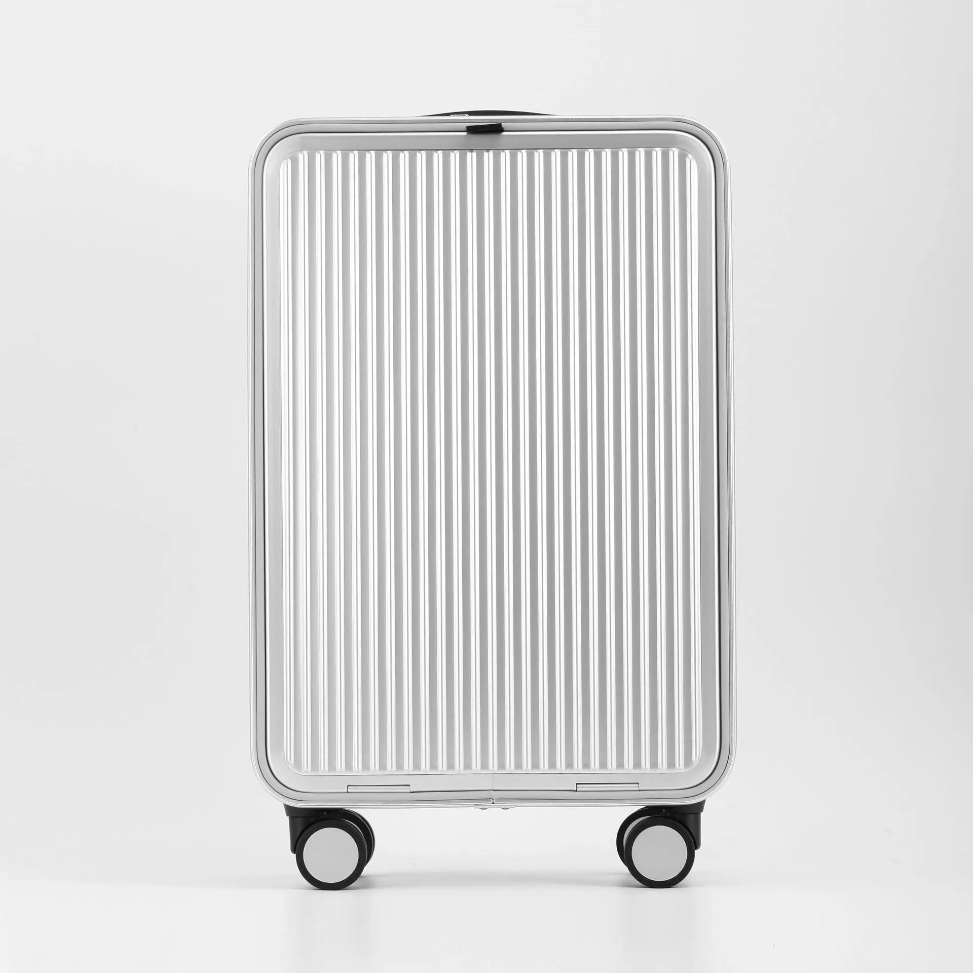 מזוודה ניידת 20 אינץ' מסוג Carry-On עם גלגלים מסתובבים (Spinner), נעילת TSA, עמידה במים, נגד גניבה, סגנון מינימליסטי לעסקים, עם פתיחה קדמית