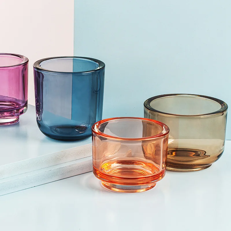 Luxury Empty clear Thick Walled Bottom Glass Candle Jar Box