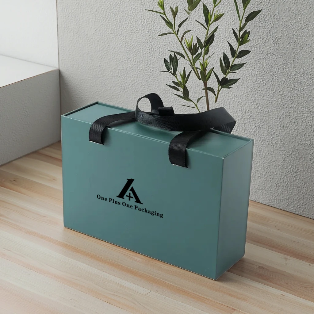 Custom Sliding Rigid Drawer Box Cardboard Packaging Clothing Garment Hoodie Gift Box With Ribbon Handle