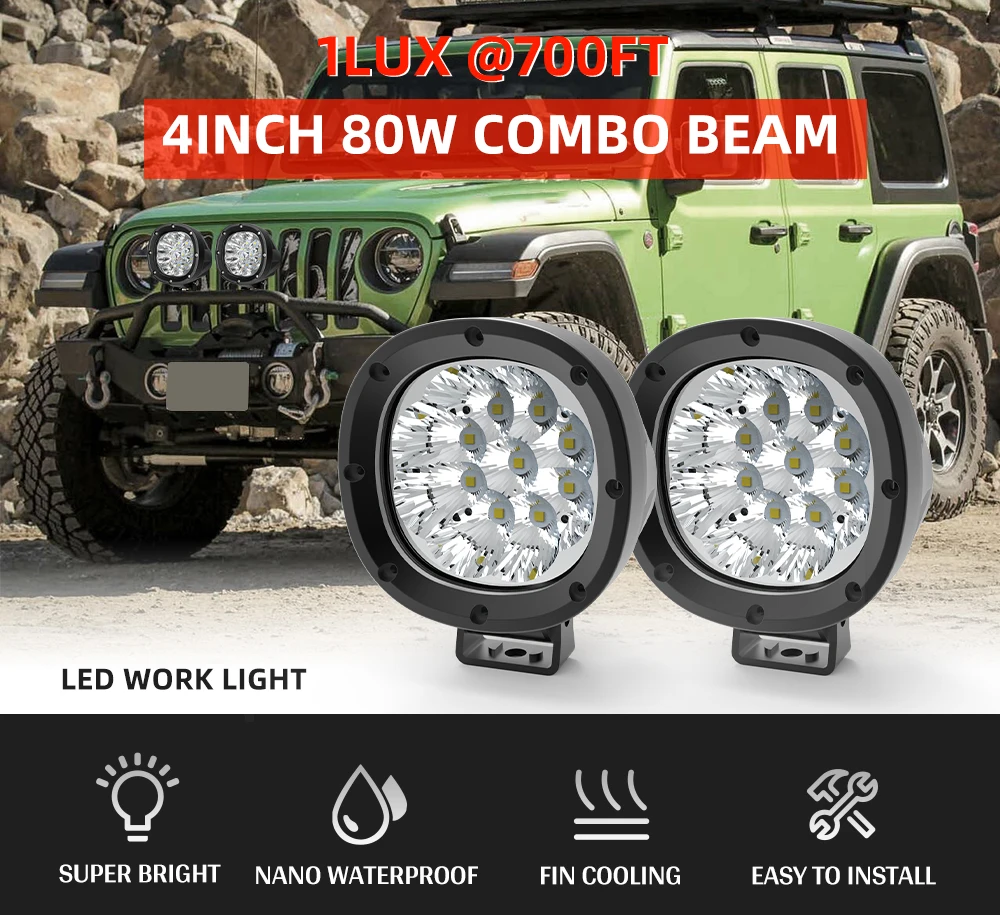 Combo Auxiliary Amber Fog Light 90w 650m Vehicle 12v Led Work Light 4