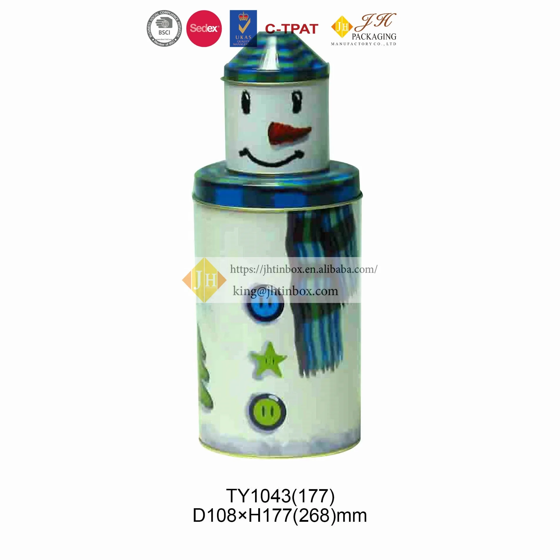 JH Clear and Bright Rocket Shape Toy Tin Box