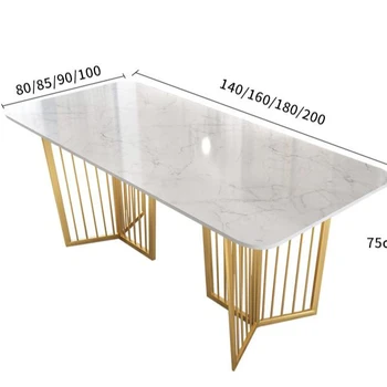Simple Golden Leg Cafe Marble Dining Table Set Luxury Marble Dining Table Marble Top Dining Table Set
