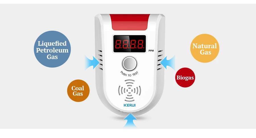 LCD display wireless Gas Alarm Sensor With temperature function Combustible Gas Leak Detector