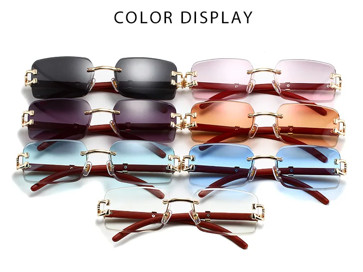 Fashion Rimless Sunglasses Men Designer Square Sunglasses Luxury Brand