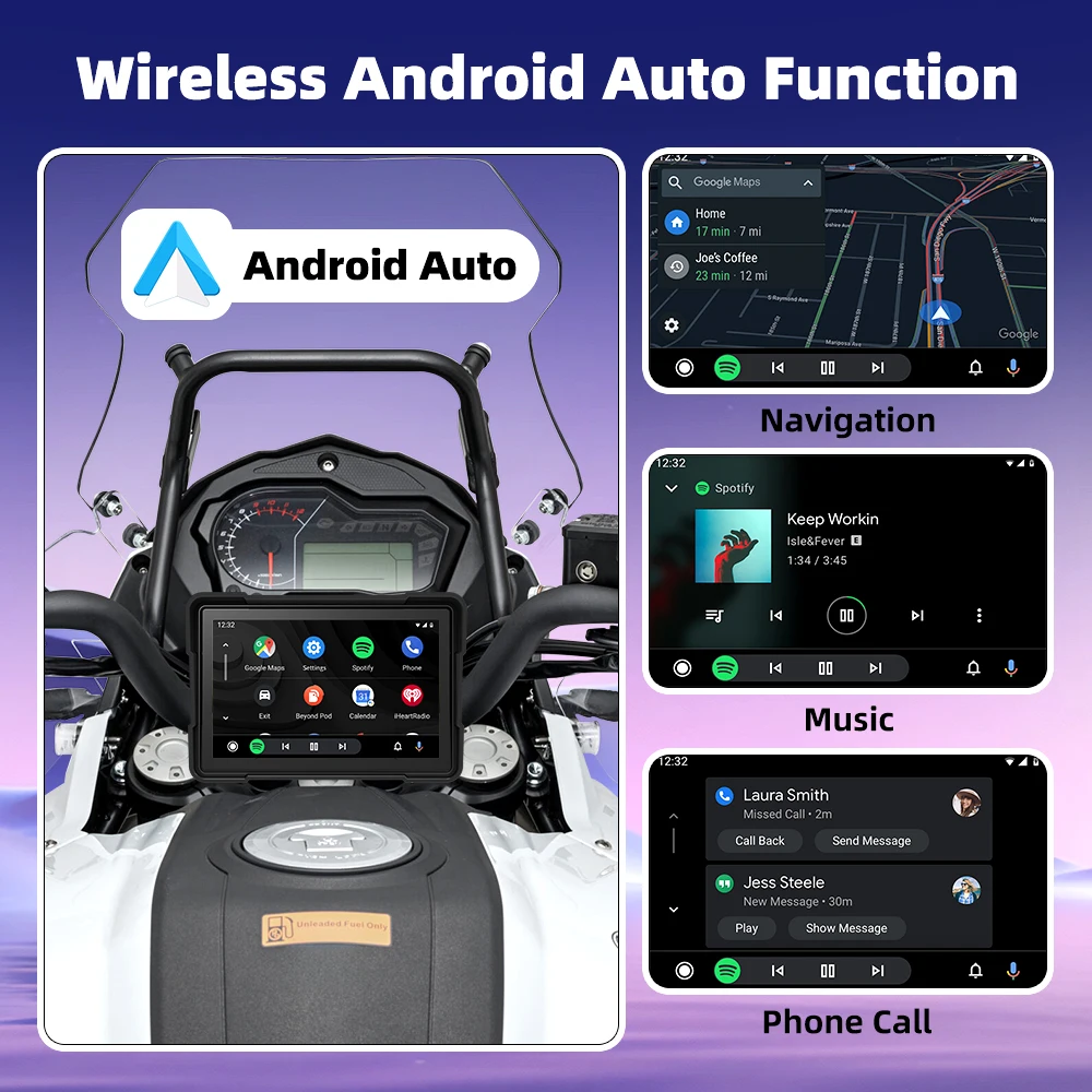 EKIY CarPlay バイク用5インチポータブルバイクスクリーン バイクGPS 
