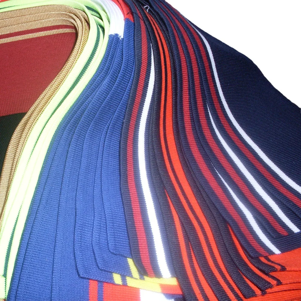 【KOOLOSET】Cotton Stripe Collar Half Knit Custom 95% Cotton 5% Spandex Flat Knit Collar - Fashion Trim