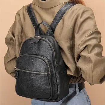 WESTAL Small Women\'s Backpack Genuine Leather School Bag for Teenager Girls Patc WESTAL Girls Cute Mini Leather Backpack Purse - GENUINE LEATHER main image 3