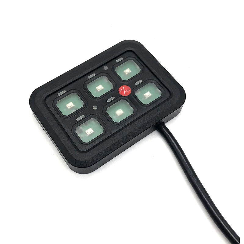 6 Gang Dimmable 12V LED Switch Automotive Light Button Switch Panel Relay System Control Box