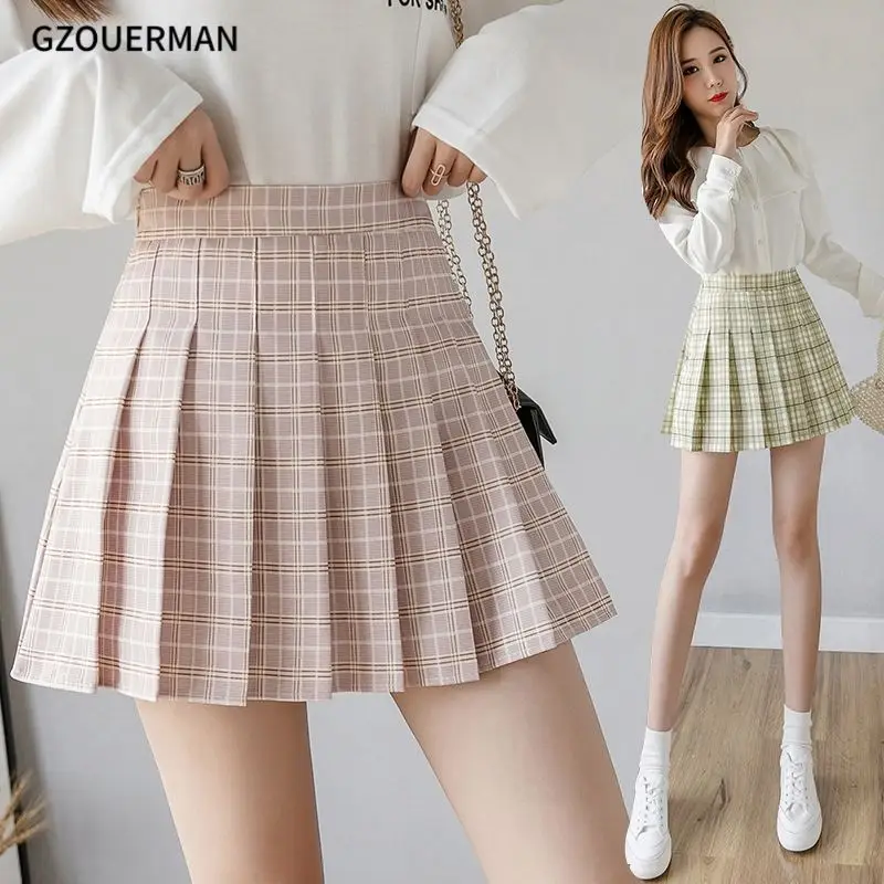 Summer Women Skirts 2025 New Korean High Waist Plaid Mini Skirt Women School Girls Sexy Cute Pleated Skirt With Zipper