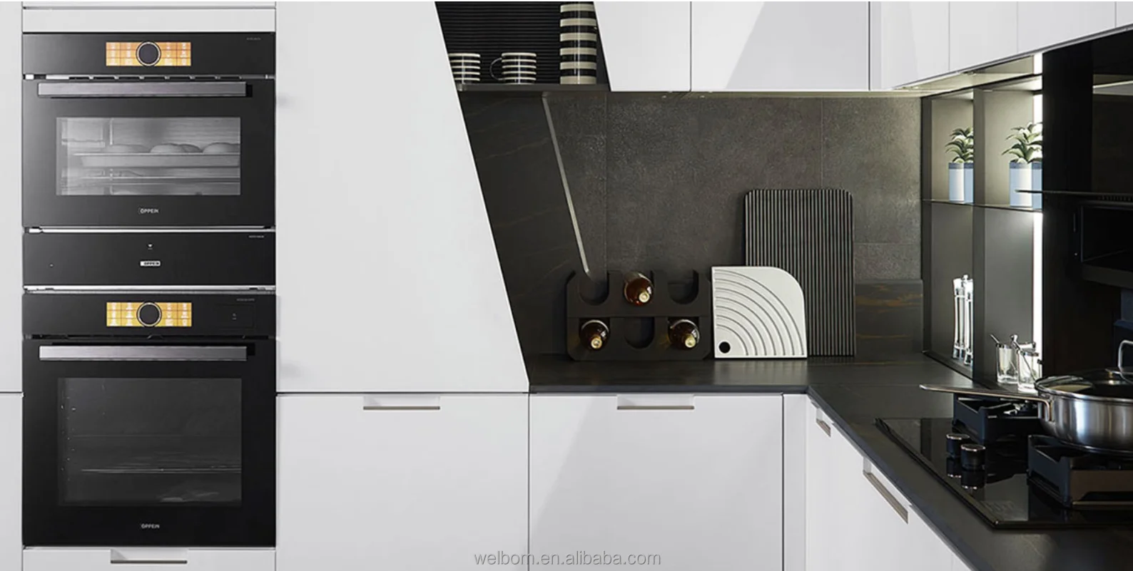 L Shape Ready To Ship Complete Custom Wood Kitchen Full Set With Countertop