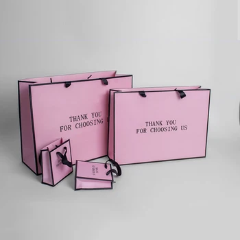 Hot Sell Customised Wholesales Pink Cardboard Paper Bag with Colorful Design Gift Paper Bag