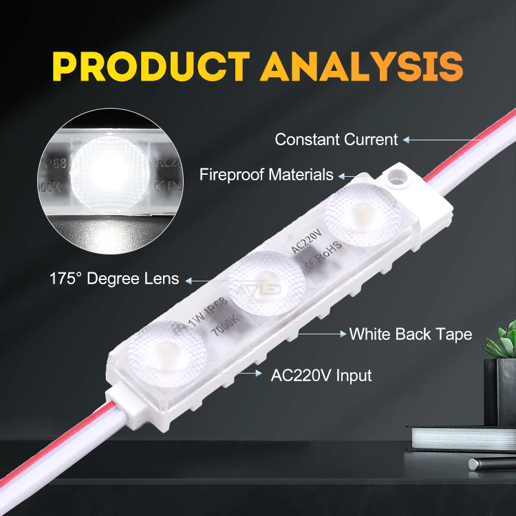 Ul Listed Ac 110V Led Module Injection 2835 3Led Modulo Led 110V 220V for Advertising Light