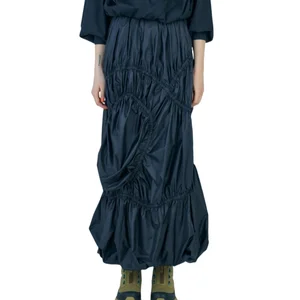 Fashion Women's Black Skirt Unique Design Bud Eco-Friendly Breathable 100% Polyester Satin Streetwear Elastic Waist Skirt