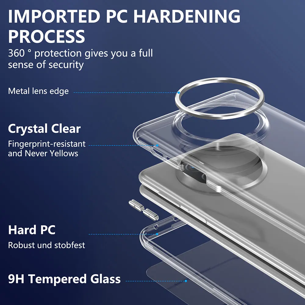 Laudtec Sjk950 Clear Phone Case Transparent Metal Lens Simple Business Cover Anti Yellow Skin Friendly For Huawei Mate X3/X5 manufacture