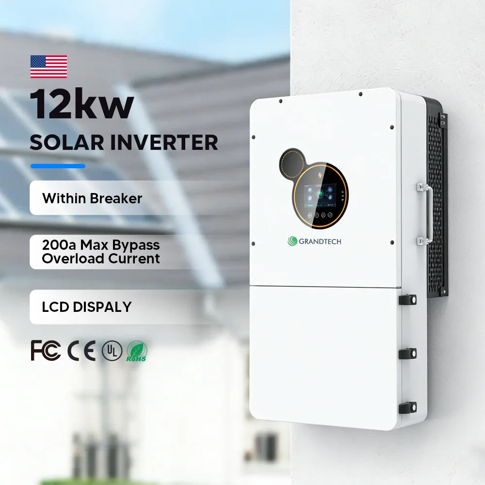 Grandtech, inversor hibrid 12 kW, 120/240 V, fază divizată, 48 V, SEI-12KW-Upro cu WiFi și funcție CT paralel, versiune SUA, certificat UL