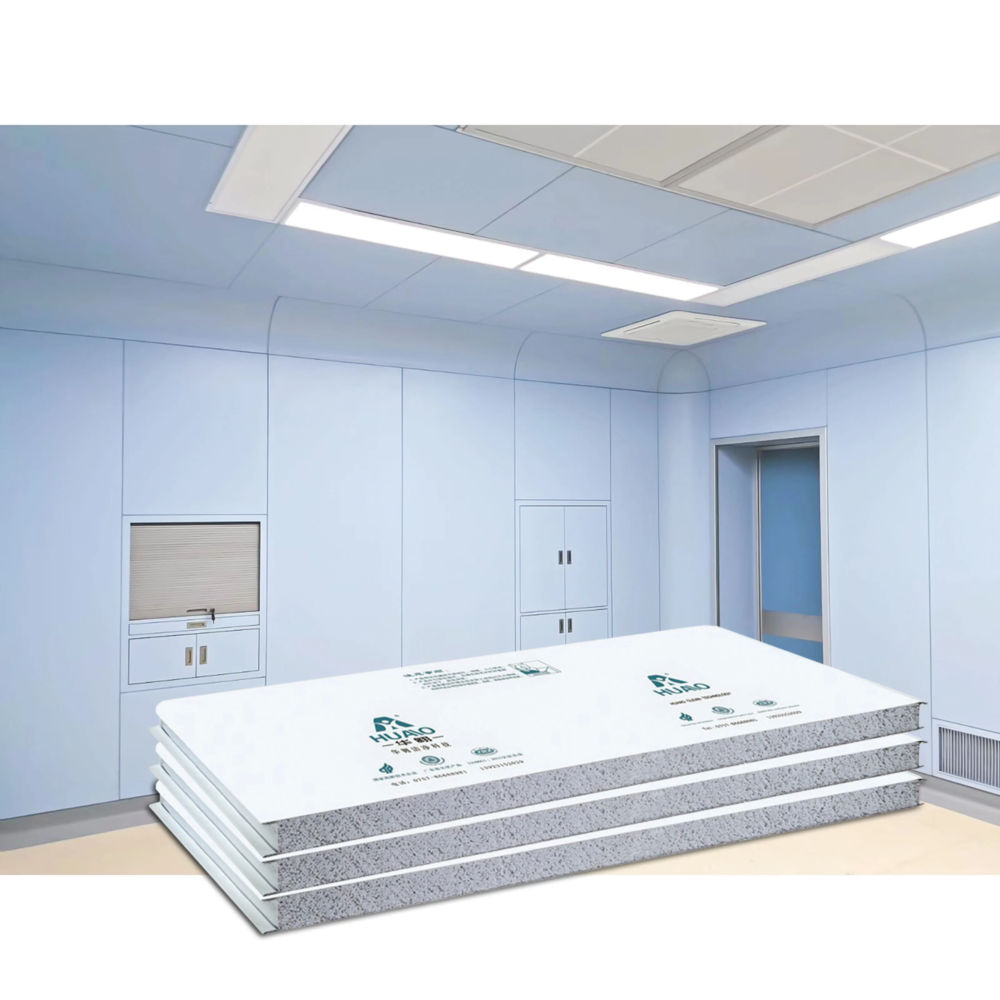 Fireproof Sound insulation 100mm EPS calcium silicate panel Modular clean room Sandwich Panel for hodpital Building