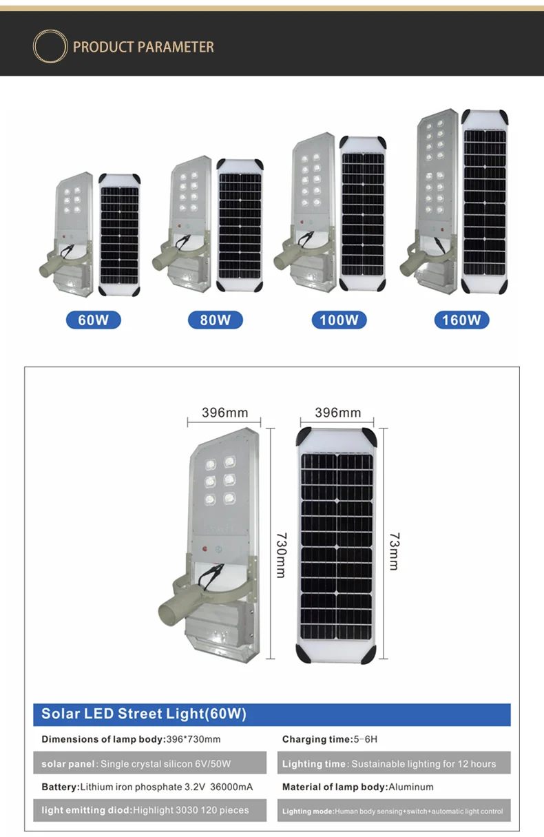 Outdoor Automated Solar LED Street Light With Mono Solar Panel