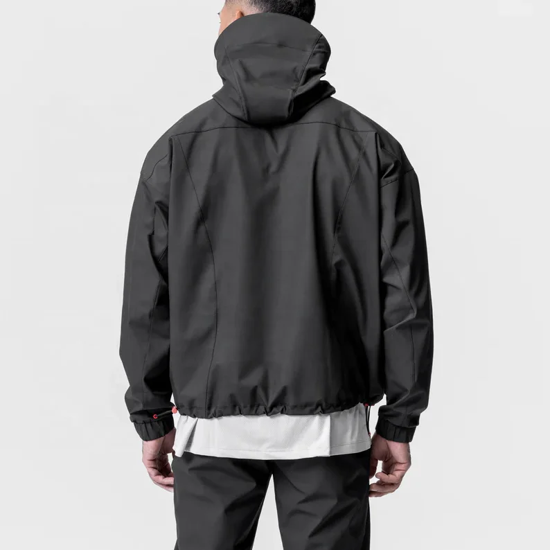 Adjustable Hem Elastic Sleeve Cuffs Design New Fashion Blank Waterproof Jacket Hoodie for Men