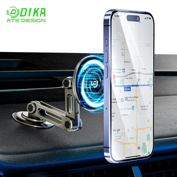 DIKA alloy folding car mount mobile phone holder 360 degree rotating magnetic car phone holder stand