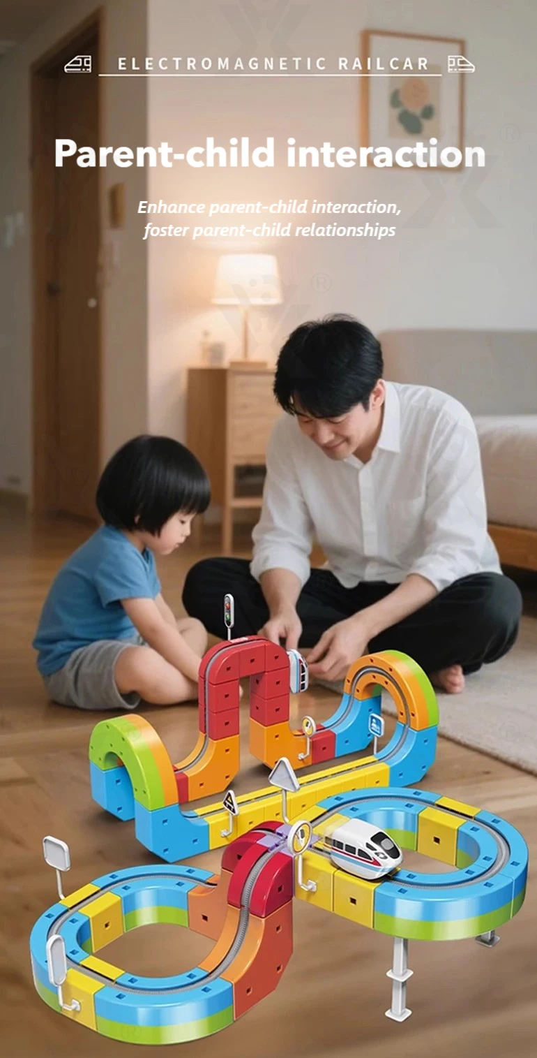 成基魔术轨道玩具汽车积木卡通彩色电池操作玩具火车多轨