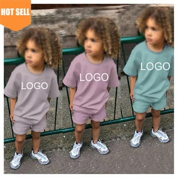 Children's clothes Cotton short sleeve boys clothing sets Toddlers Solid Color custom boys clothing sets summer Sportswear