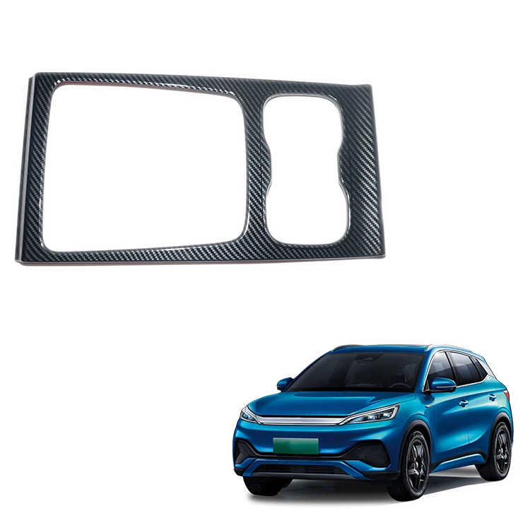 Car Front Water Cup Holder Panel Frame Cover Trim ABS Imitate Carbon Gear Shift Panel Trim For BYD Yuan Plus Atto3 Accessory