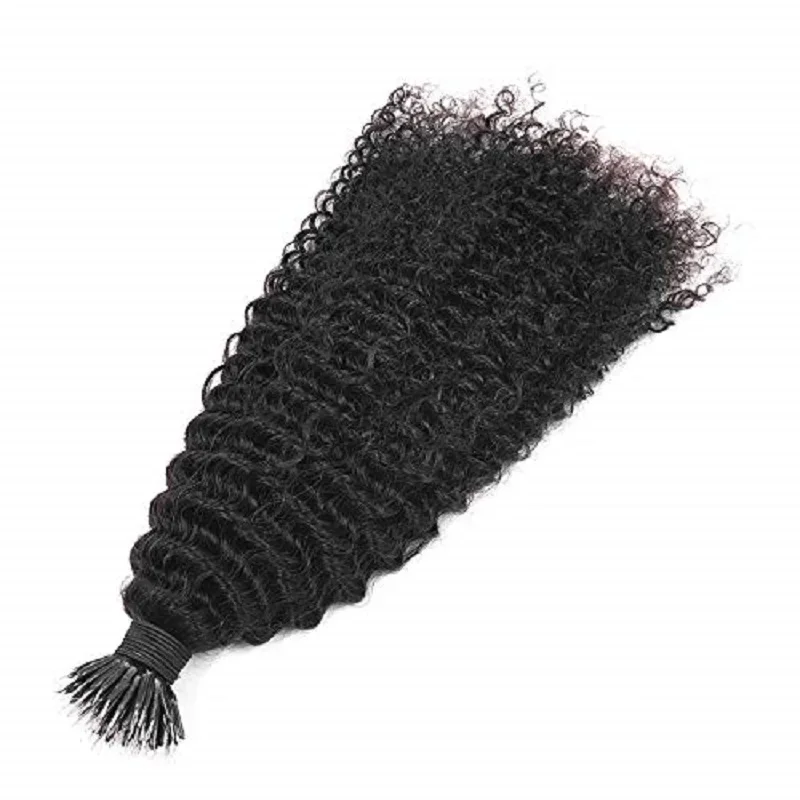 Deep Curly Nano Ring Human Hair Extension Pre Bonded Microlink Nano Beads Ring Hair Small Curly 100g 100strands_voghion.com