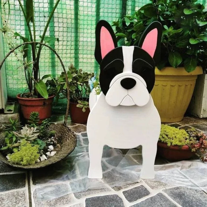 Popular PVC Dog Planter and Flower Pot Holder Garden Home Decorations Wooden Animal Planter for Outdoor Use
