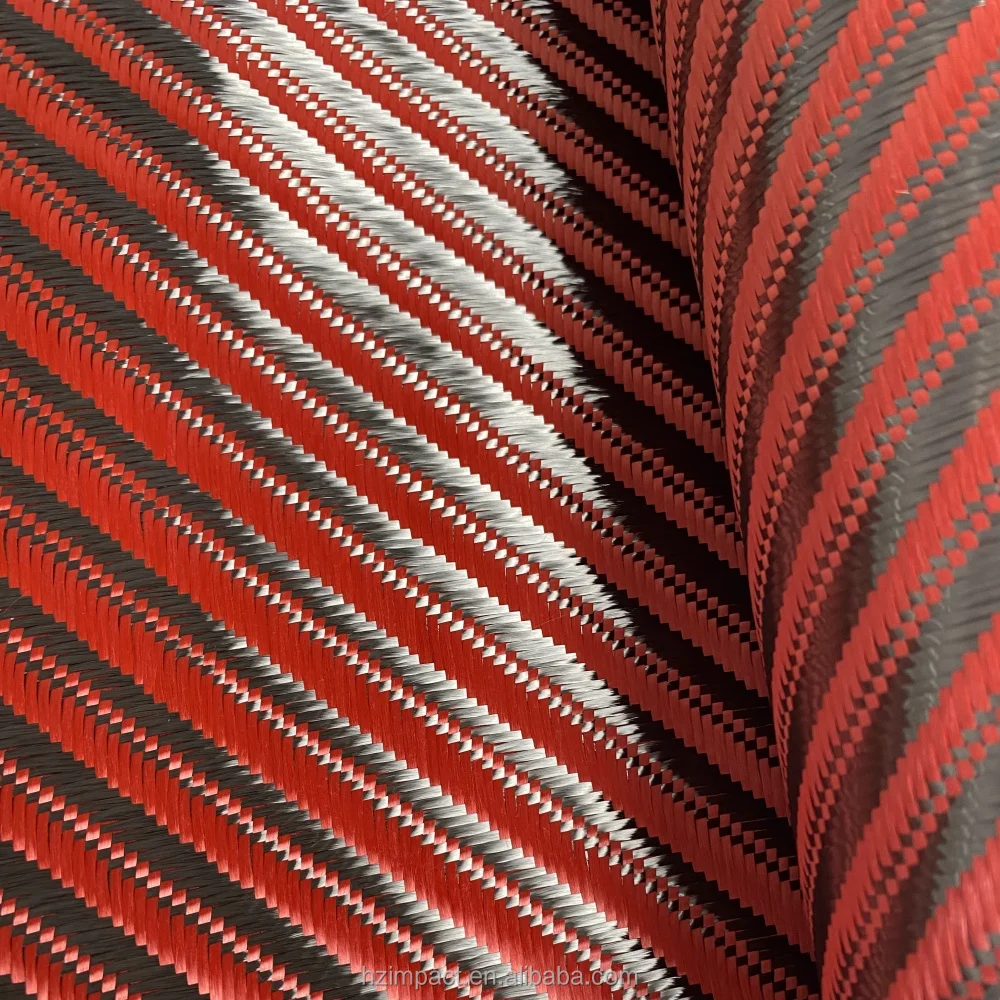 3K 240g Big Twill Red Carbon Fiber Cloth Waterproof Flame Retardant Woven for Upholstery Cars Outdoor Crafts Industries Rolls