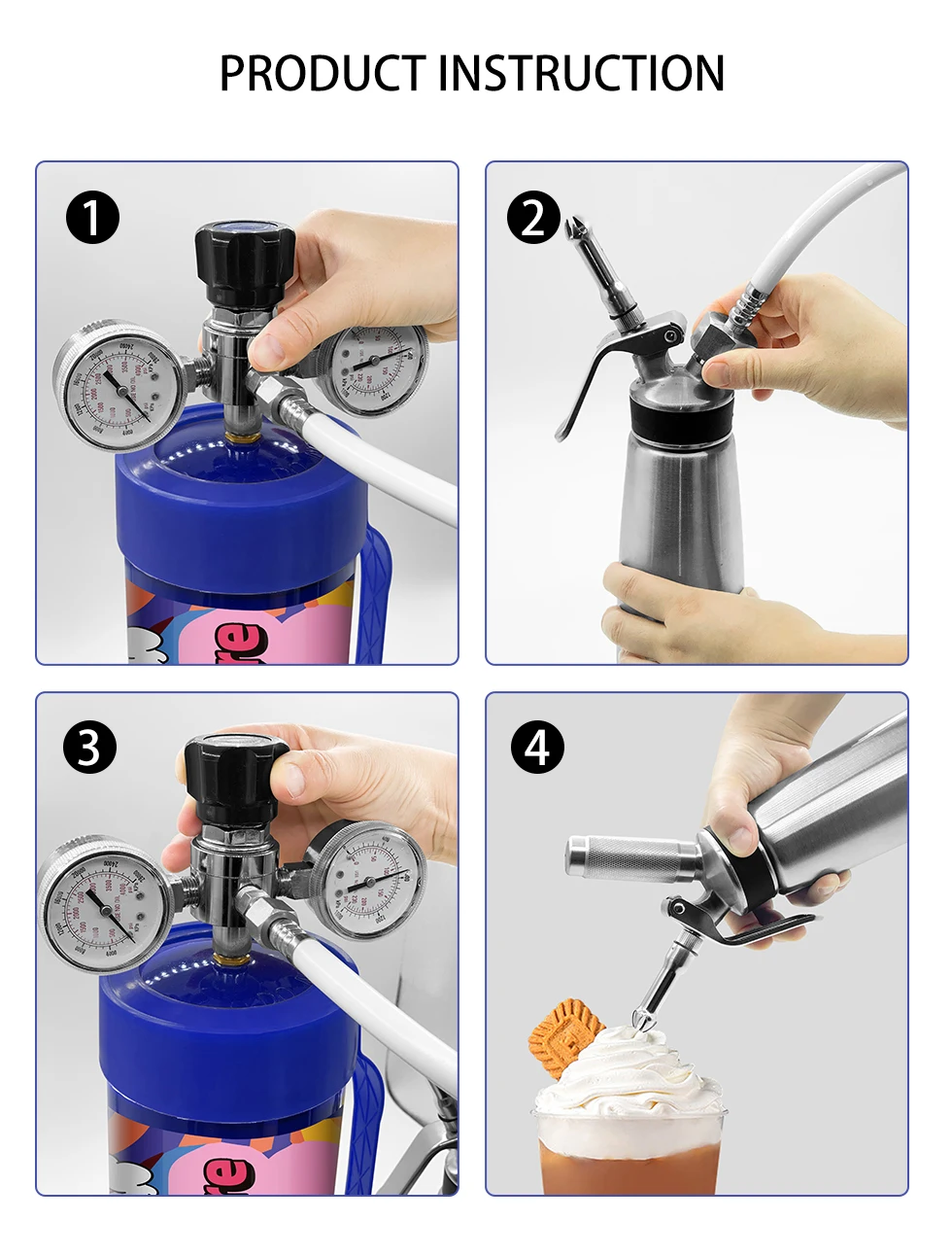 99.95 High Purity 1620g Whipping Cream Gas Cylinder 2.7l Whip Cream