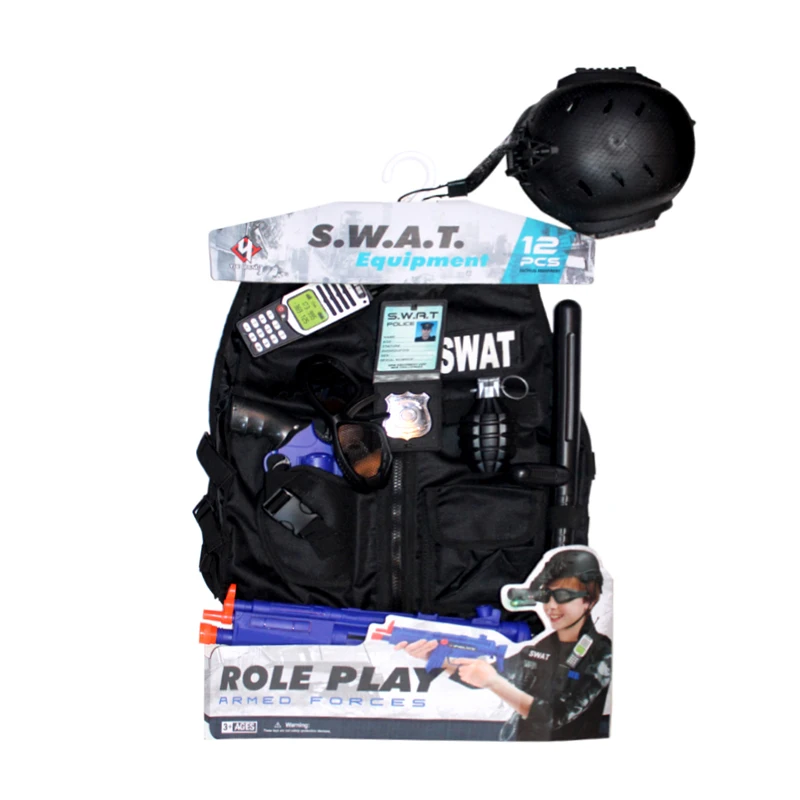 EPT Plastic Kids Children Pretend Police Accessories Uniform Role Play Costume Gun Toys Set for Cool Boy