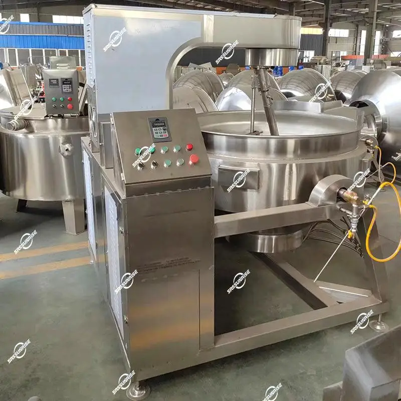Industrial Cooking Pot Mixer Fryer Honey Peanut Sugar Coated Cashew Almond Walnut Nuts Jacket Kettle With Planetary Agitator