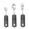 Black large handle bending fork size spoon 3-piece set