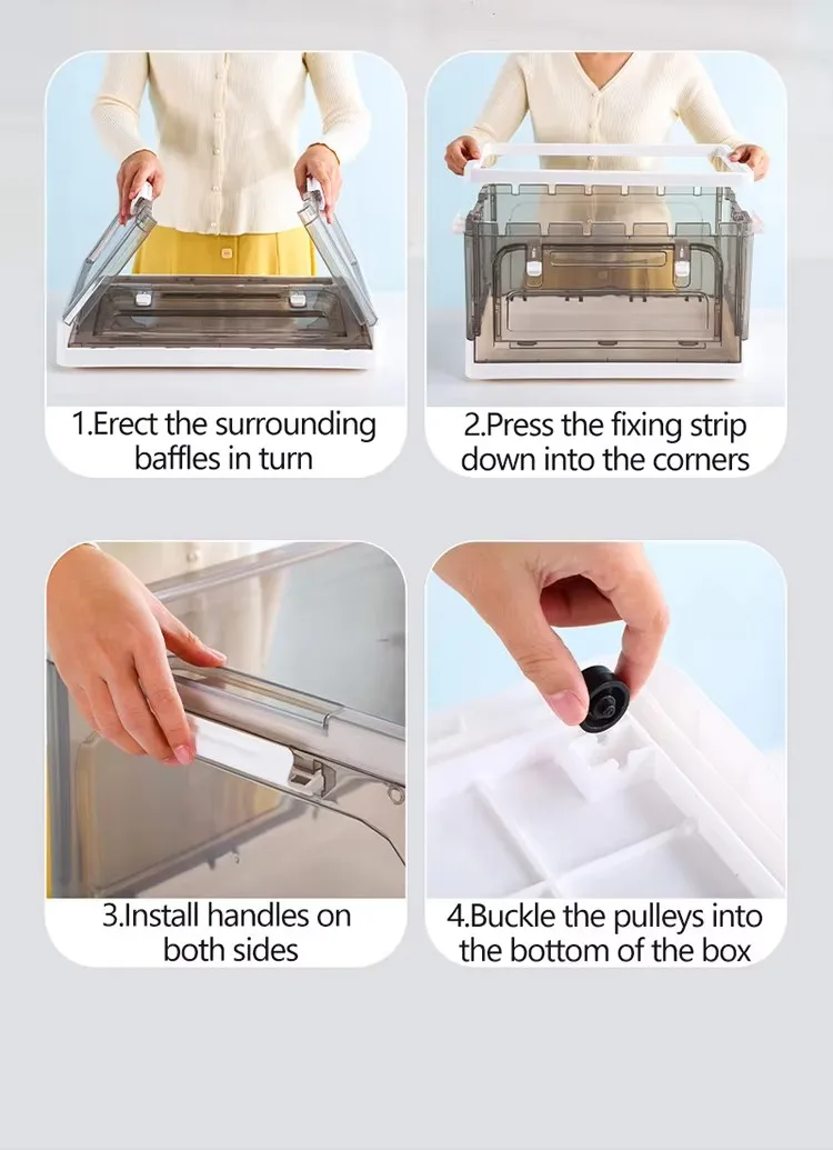 Multifunctional Transparent Double Open Plastic Storage Box Rectangular Detachable Collapsible Camping Folding Rectangle Box supplier