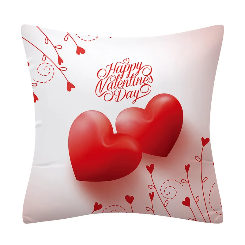Valentine's Day Sofa Pillow Cover Home Decor Luxury Red Heart Linen