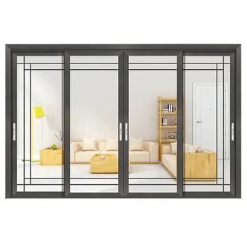 Heavy Duty Aluminum Frame Silent Indoor Garden Glass Aluminum Sliding Door Glass Interior Door