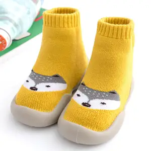 2026 Factory New Design Cute Soft Rubber Sole Sock for Kids 1-36m Cotton Insole Slip-On