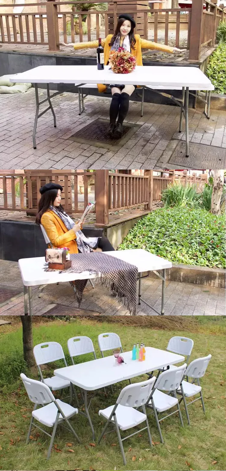 One piece table top Plastic Portable Suitcase Folding Table