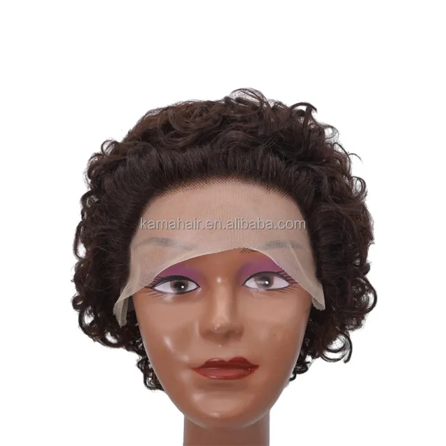 KAMA Pixie Cut Wig Human Hair Curly Bob Short Pixie Cut Lace Wig Frontal 13x4 Pixie Wig Bleached Front Lace with Baby Hair