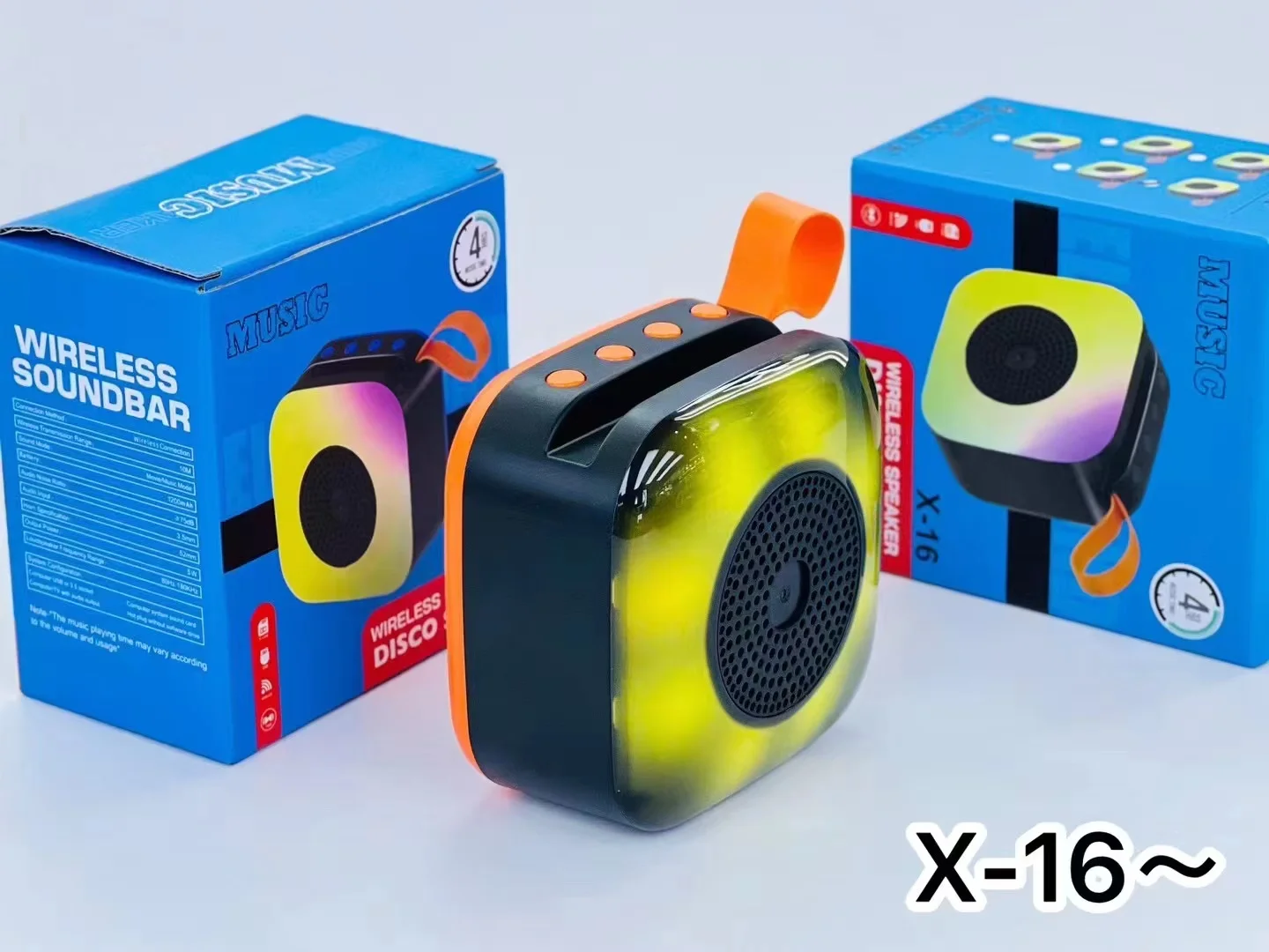 X-16ワイヤレスポータブルミニBTスピーカーベースRGBLEDカラフルライト
