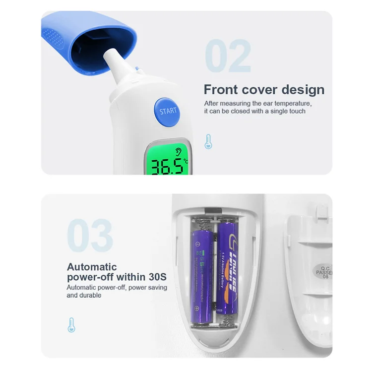 Multi Functional Medical Smart Sensor Infrared Ir Contact Fever Baby Adults Kids Forehead Ear Thermometer With Probe Cover