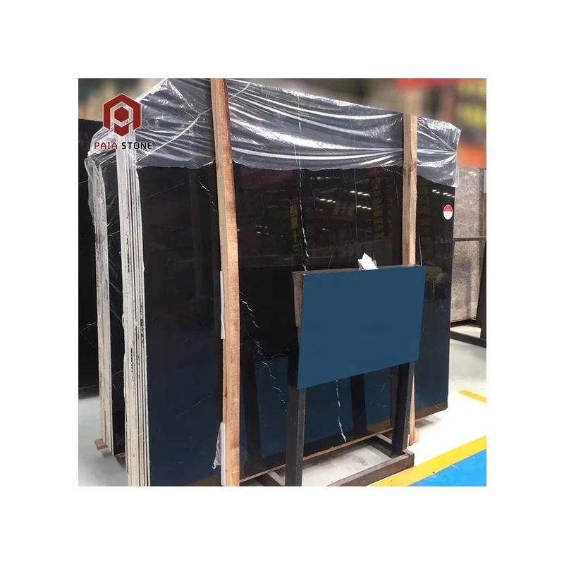 Marmur Nero Marquina ta’ Għoli Kwalità, Disinn Modern, Ħaġar Kalċit Iżda Iżda għall-Użu Barra u B’d-Dar, Isurfa Imballata bil-Pulitura
