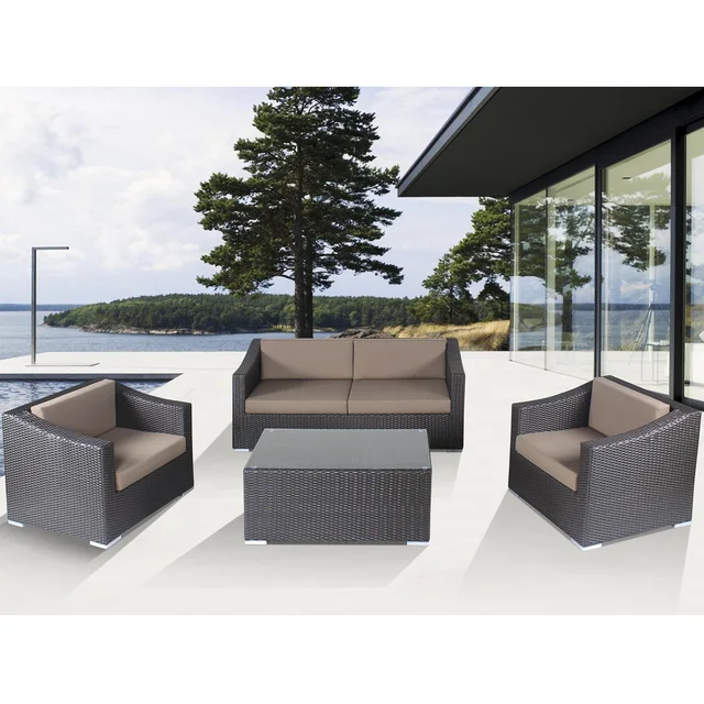 4 Seater Outdoor Villa Rattan Sofa Garden Sets Synthetic Rattan Sofa