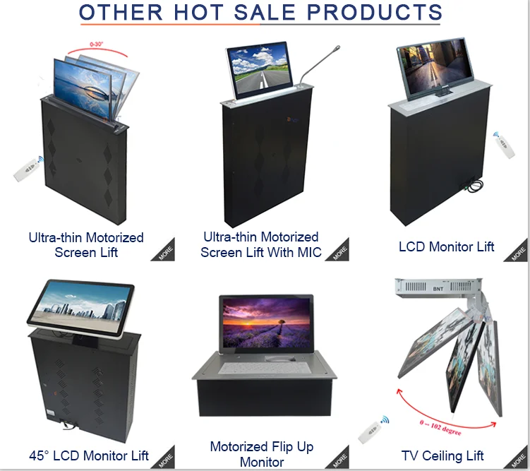 Bnt Aluminum Ultra Conference System Retractable Hidden Desk Monitor Lift 18.5 /23.5 Inch