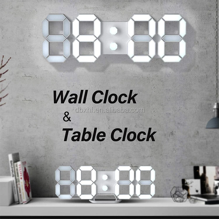 LED Display Brightness Adjustment Wall Clock Time Date Remote Control for Living Room Bedroom Office Home Decor LED Wall Clock